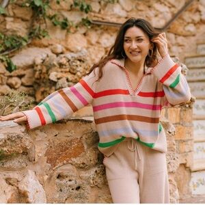 Sunrise Tienda RAINBOW STRIPE PORTIA PULLOVER Sweater